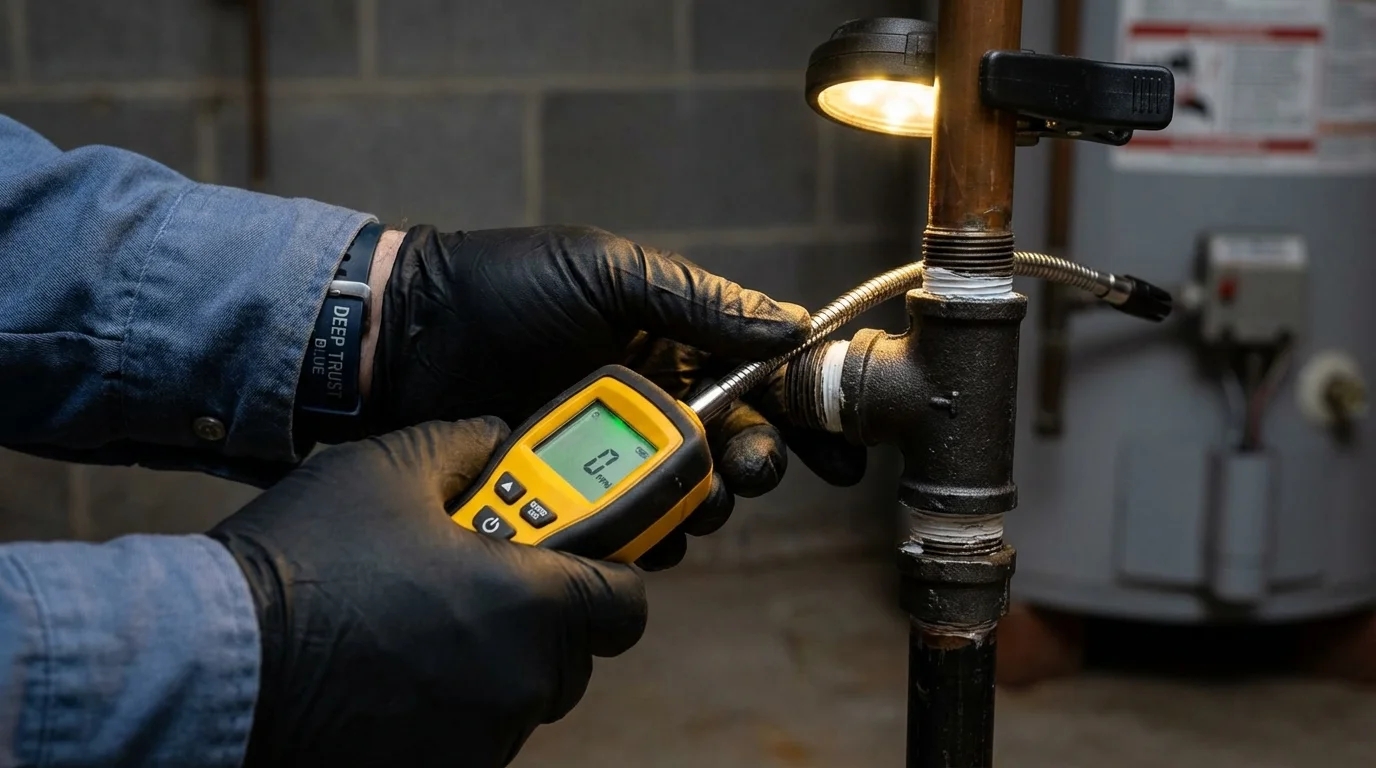 Gas leak detection with electronic sniffer by Johns Plumbing LLC in Grass Valley